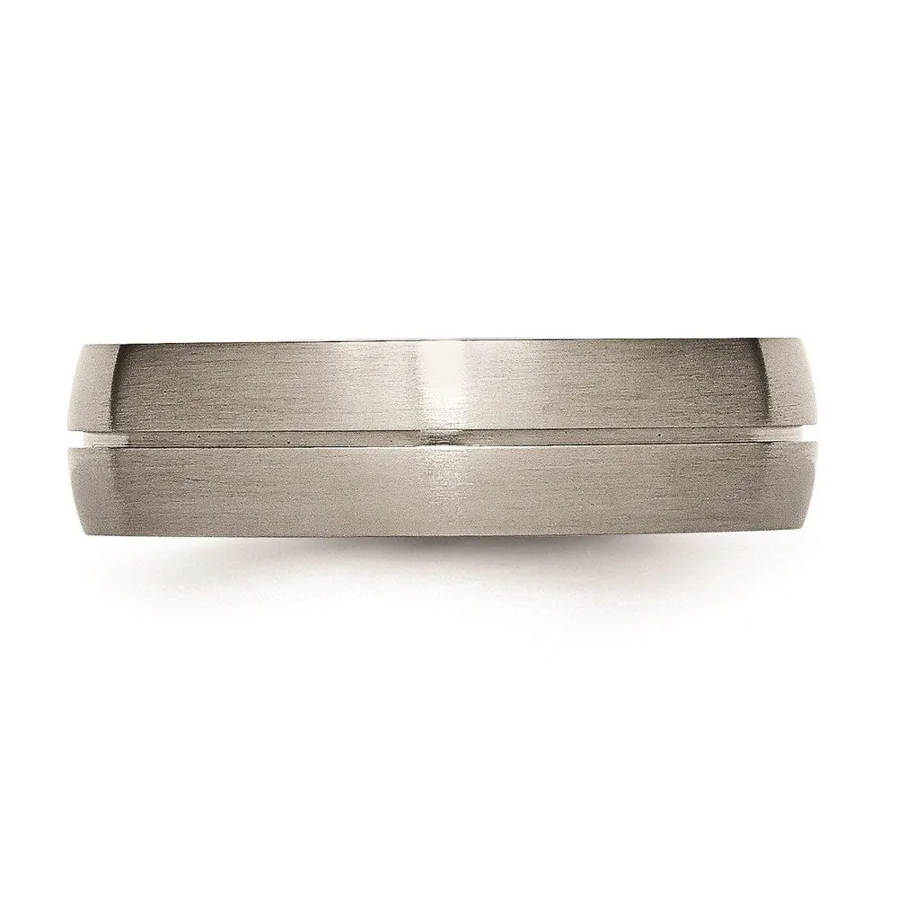 Chisel Jewelry Titanium Grooved 6mm Satin Band | TB164
