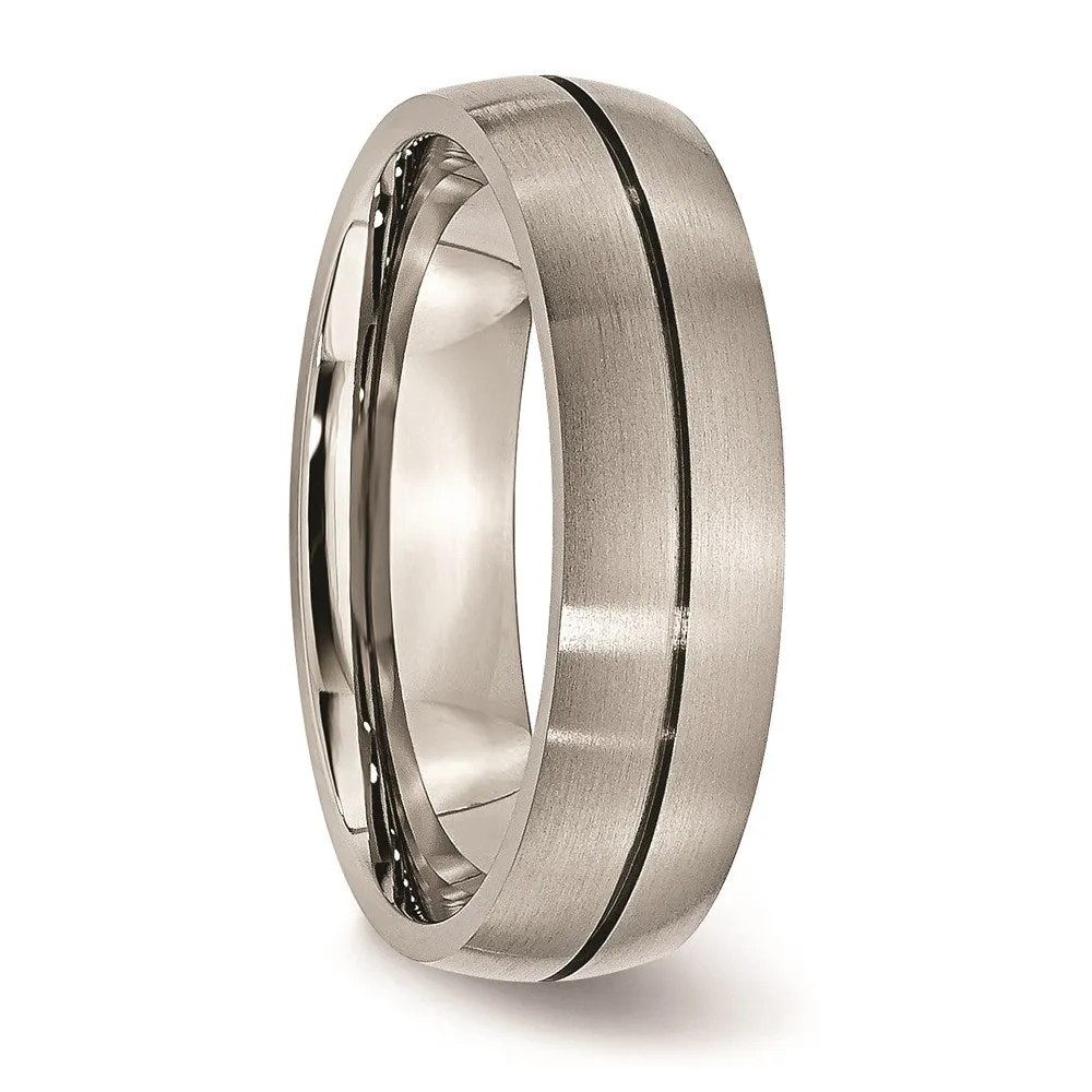 Chisel Jewelry Titanium Grooved 6mm Satin Band | TB164