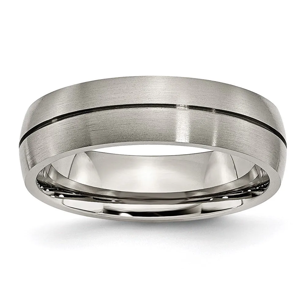 Chisel Jewelry Titanium Grooved 6mm Satin Band | TB164