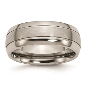 Chisel Jewelry Titanium Grooved 8mm Brushed and Polished Band | TB30