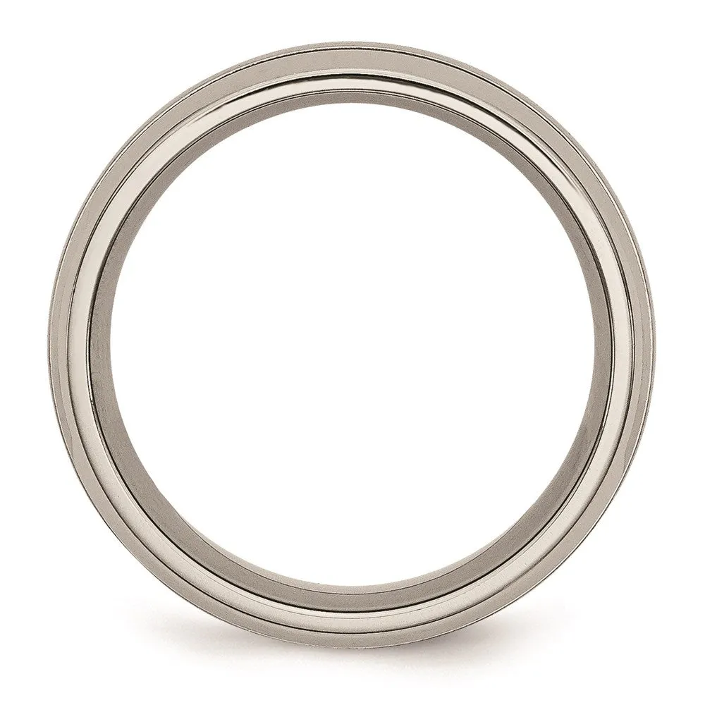 Chisel Jewelry Titanium Grooved 8mm Brushed and Polished Band | TB30