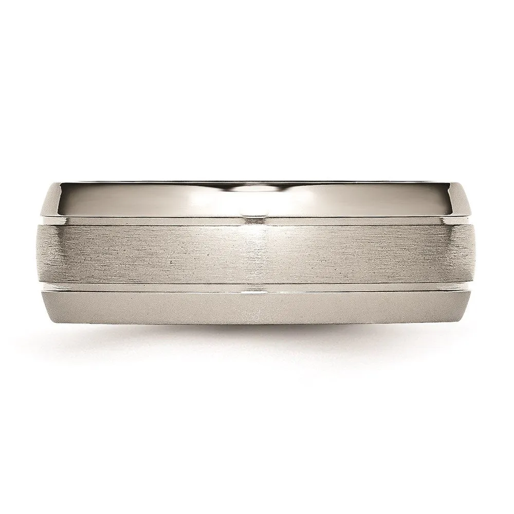 Chisel Jewelry Titanium Grooved 8mm Brushed and Polished Band | TB30