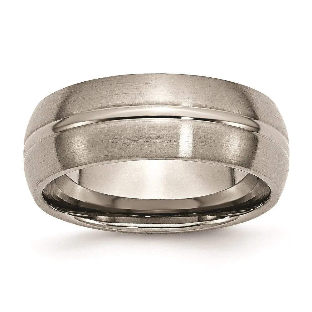 Chisel Jewelry Titanium Grooved 8mm Brushed and Polished Band | TB49