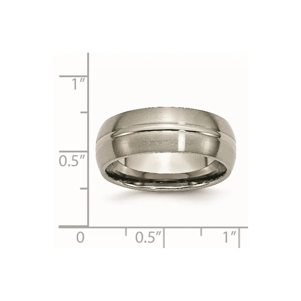 Chisel Jewelry Titanium Grooved 8mm Brushed and Polished Band | TB49