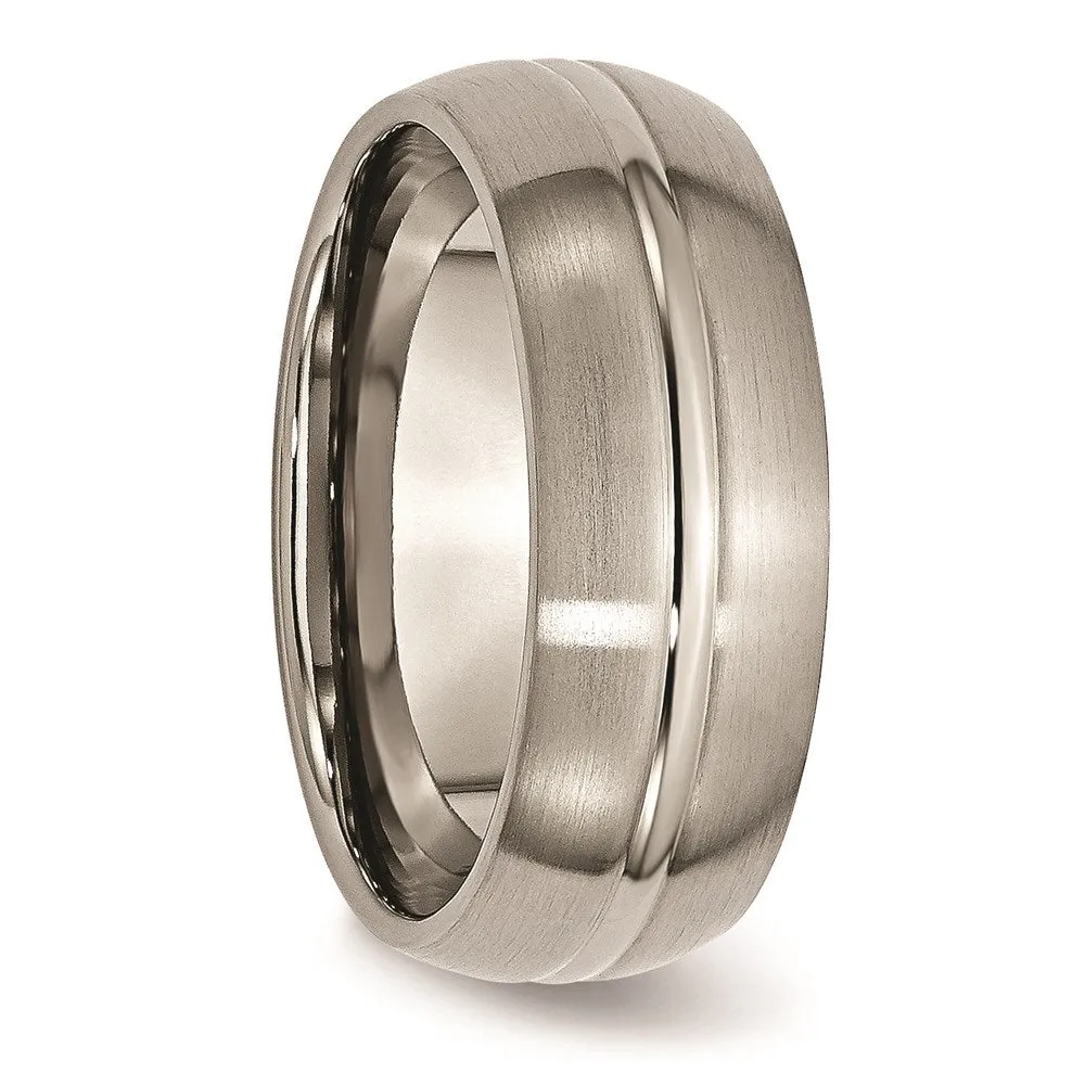 Chisel Jewelry Titanium Grooved 8mm Brushed and Polished Band | TB49