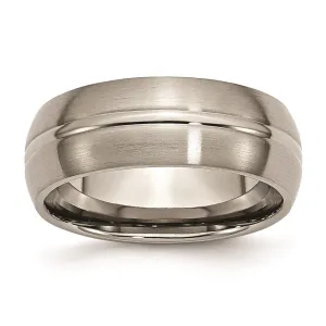 Chisel Jewelry Titanium Grooved 8mm Brushed and Polished Band | TB49