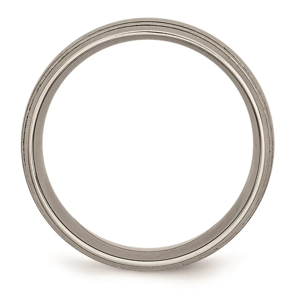 Chisel Jewelry Titanium Grooved 8mm Satin Band | TB121