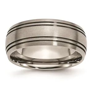 Chisel Jewelry Titanium Grooved 8mm Satin Band | TB121