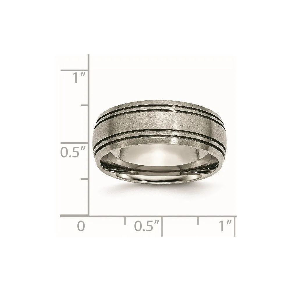 Chisel Jewelry Titanium Grooved 8mm Satin Band | TB121