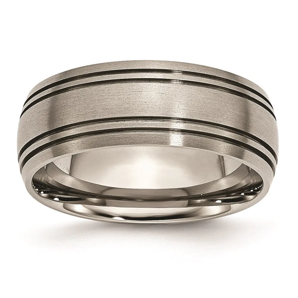 Chisel Jewelry Titanium Grooved 8mm Satin Band | TB121