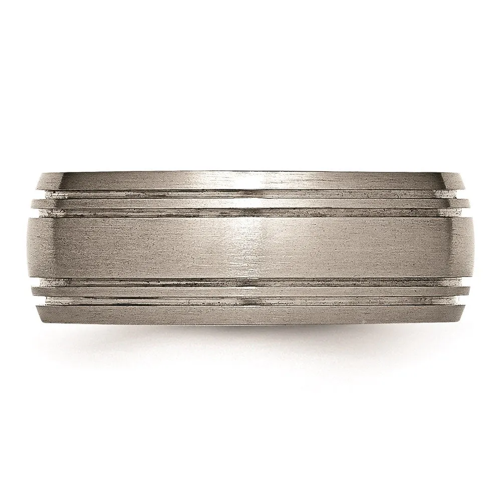 Chisel Jewelry Titanium Grooved 8mm Satin Band | TB121