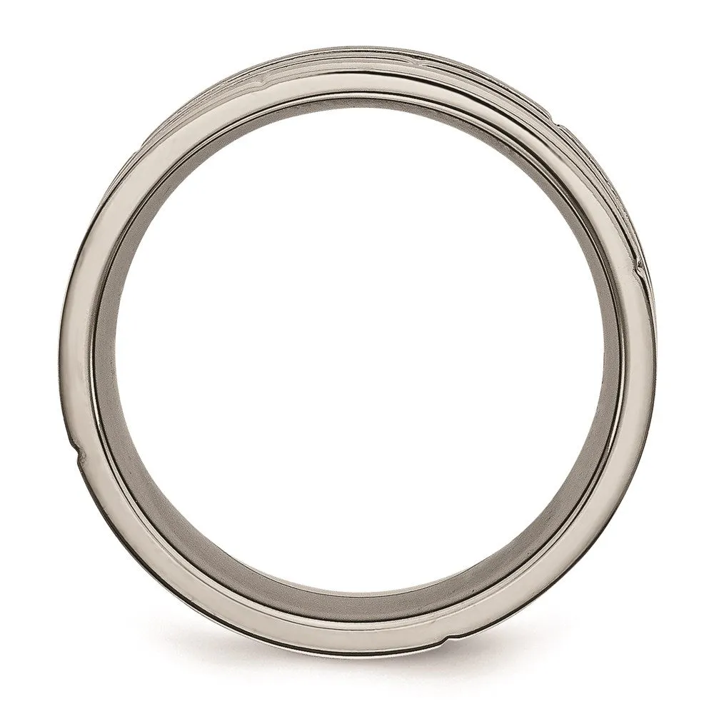 Chisel Jewelry Titanium Notched & Grooved 8mm Polished/Satin Band | TB330