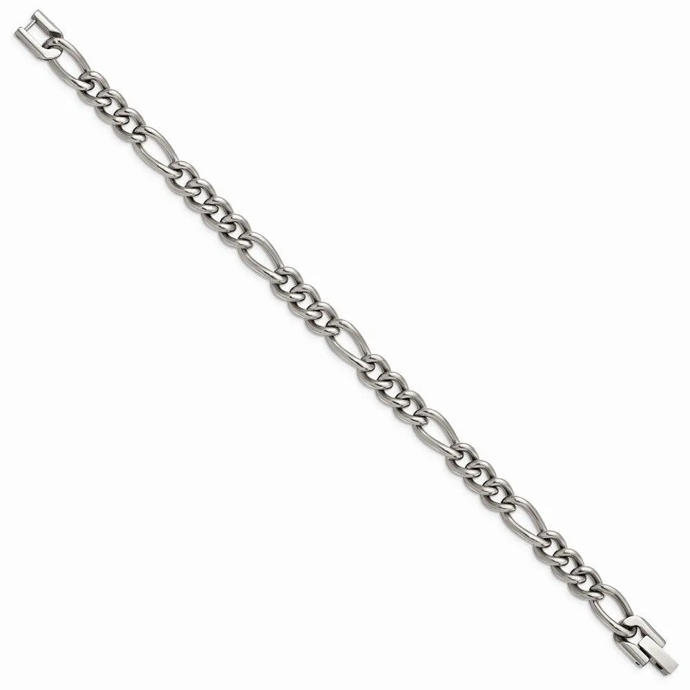 Chisel Jewelry Titanium Polished 7mm 8.5in Figaro Chain