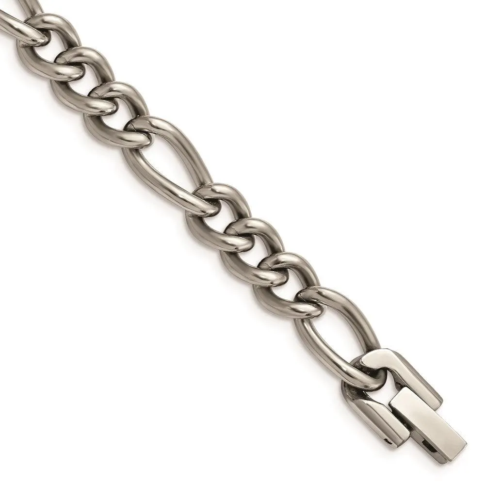 Chisel Jewelry Titanium Polished 7mm 8.5in Figaro Chain