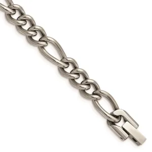 Chisel Jewelry Titanium Polished 7mm 8.5in Figaro Chain