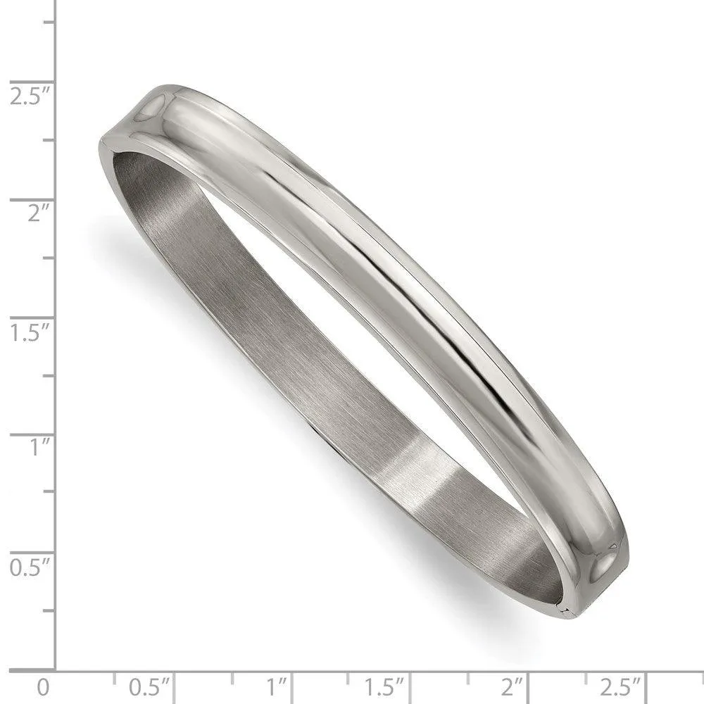 Chisel Jewelry Titanium Polished 8mm Hinged Bangle