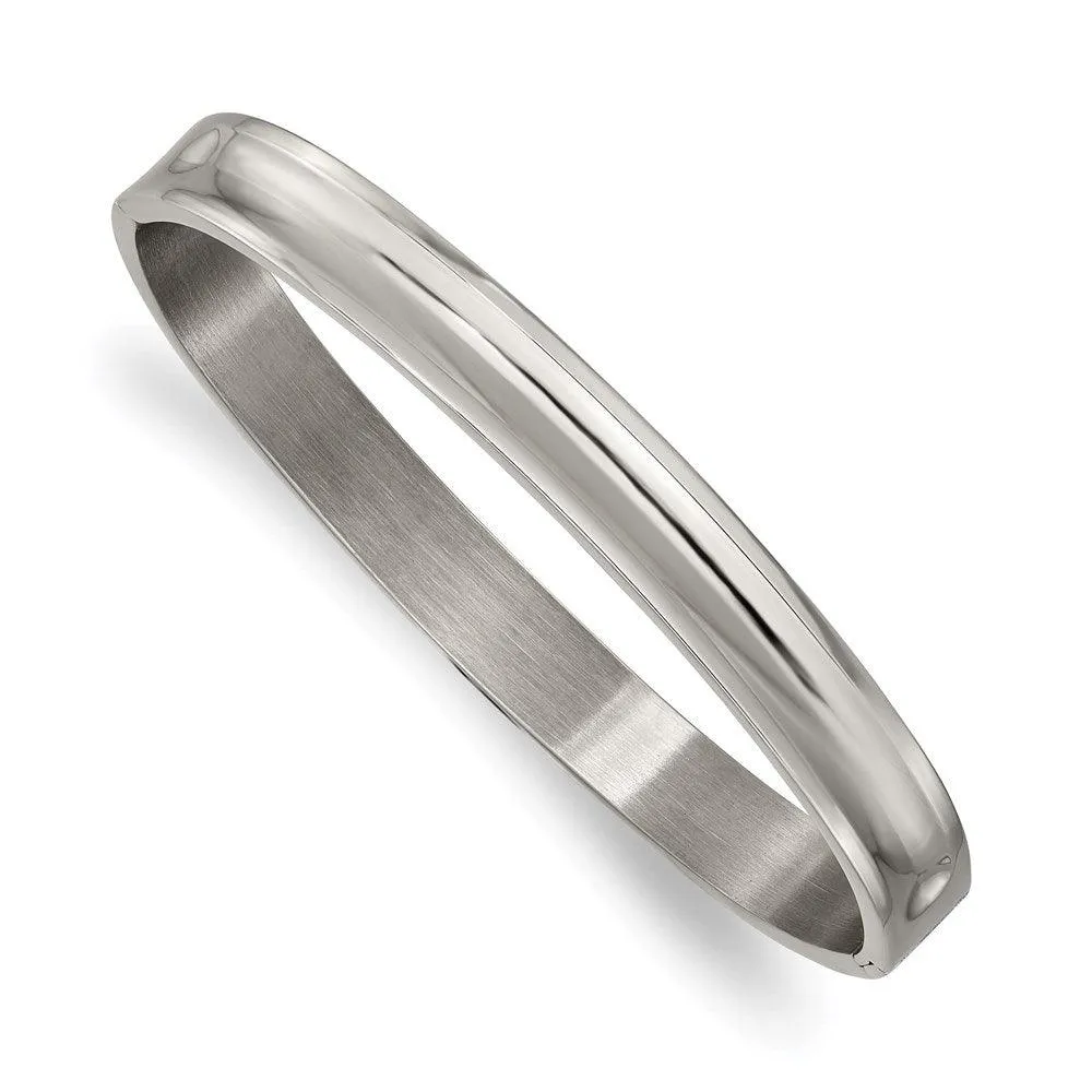 Chisel Jewelry Titanium Polished 8mm Hinged Bangle