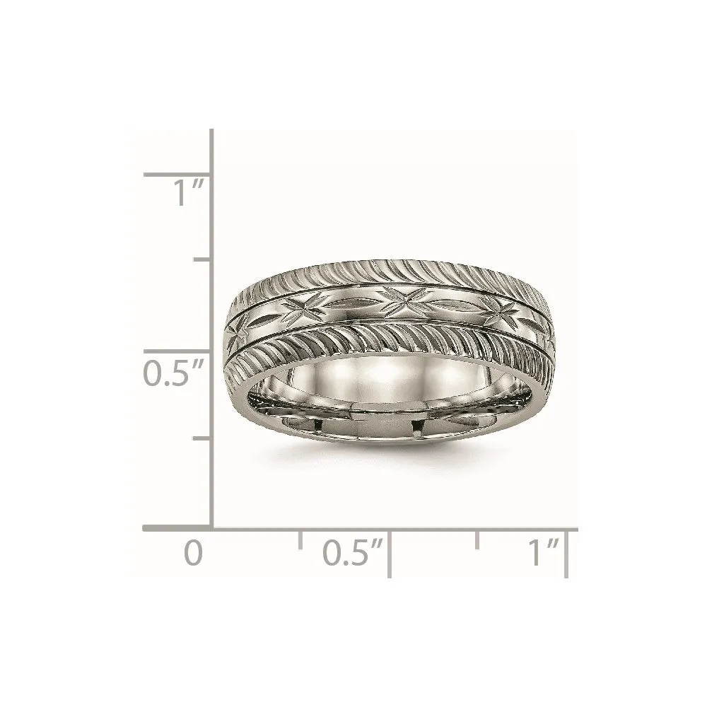 Chisel Jewelry Titanium Polished Diamond Cut Ring | TB462