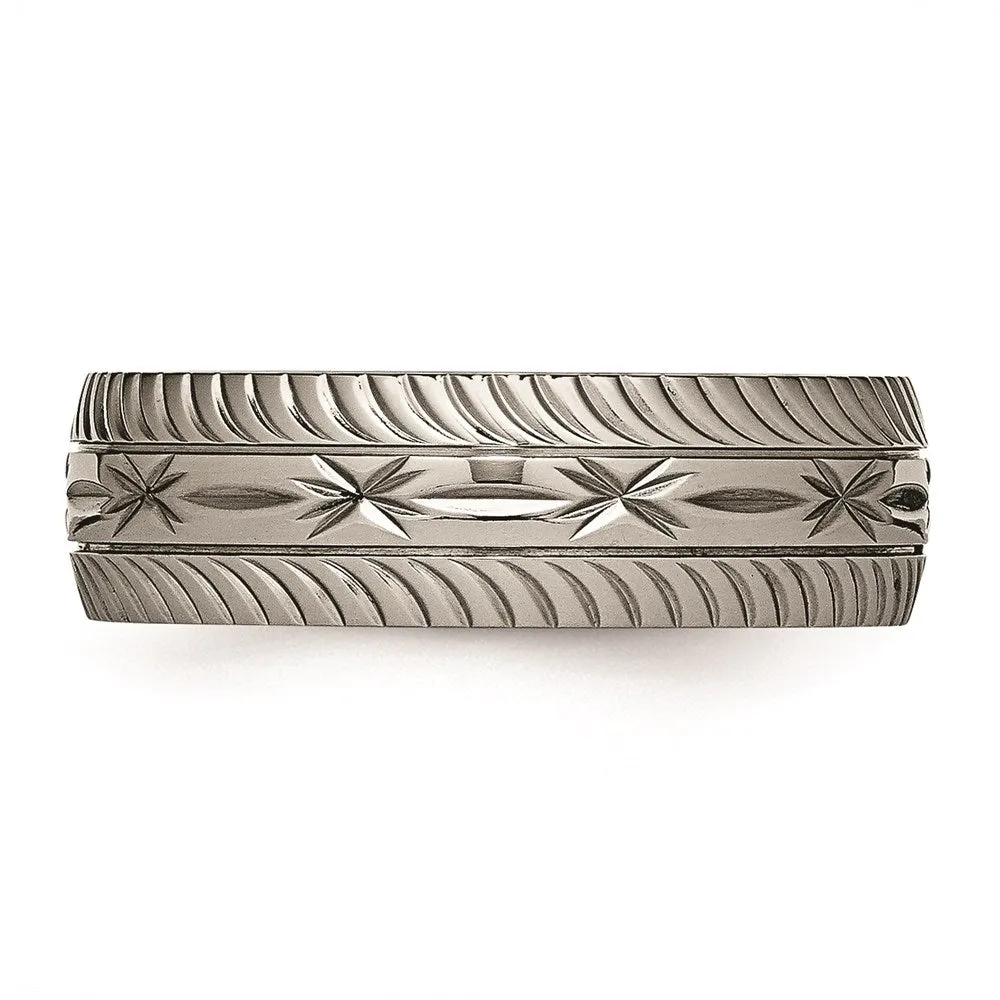 Chisel Jewelry Titanium Polished Diamond Cut Ring | TB462