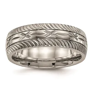 Chisel Jewelry Titanium Polished Diamond Cut Ring | TB462