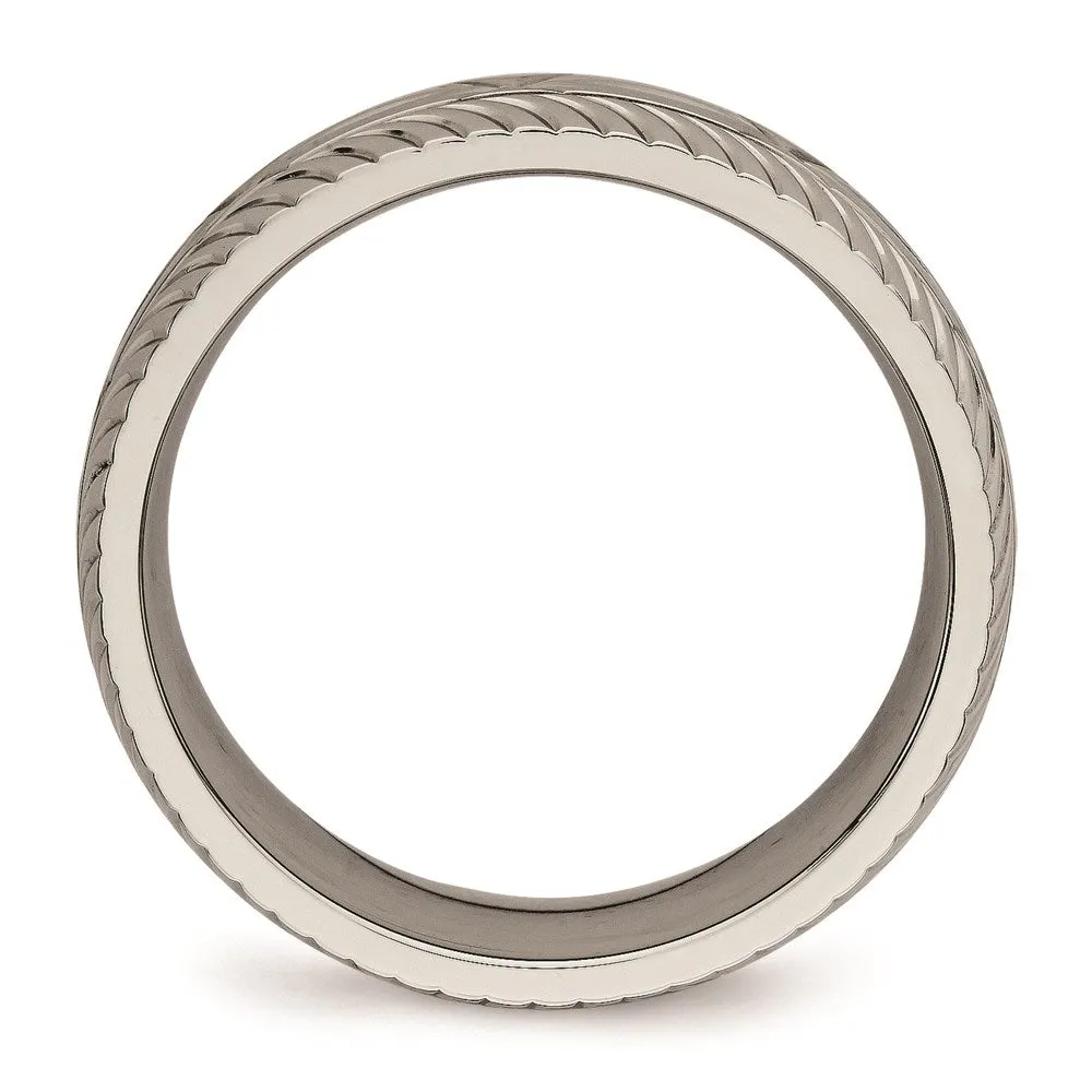 Chisel Jewelry Titanium Polished Diamond Cut Ring | TB462