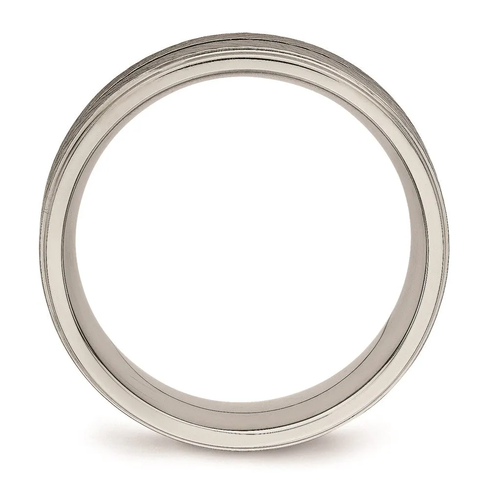 Chisel Jewelry Titanium Polished Grooved Ring | TB449