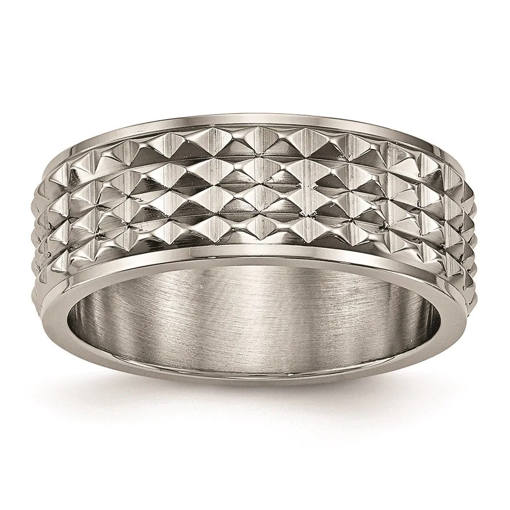 Chisel Jewelry Titanium Polished Studded Ring | TB451
