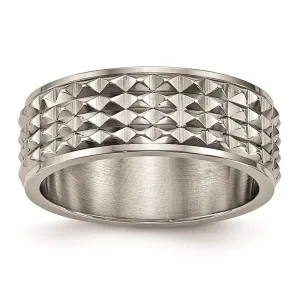 Chisel Jewelry Titanium Polished Studded Ring | TB451