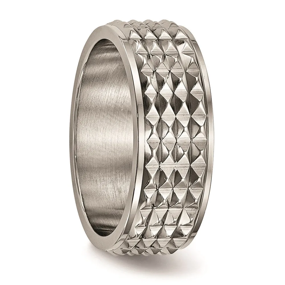 Chisel Jewelry Titanium Polished Studded Ring | TB451