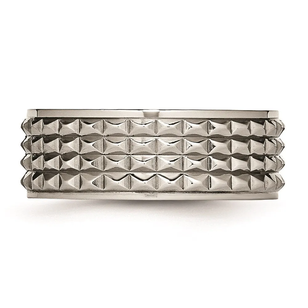 Chisel Jewelry Titanium Polished Studded Ring | TB451
