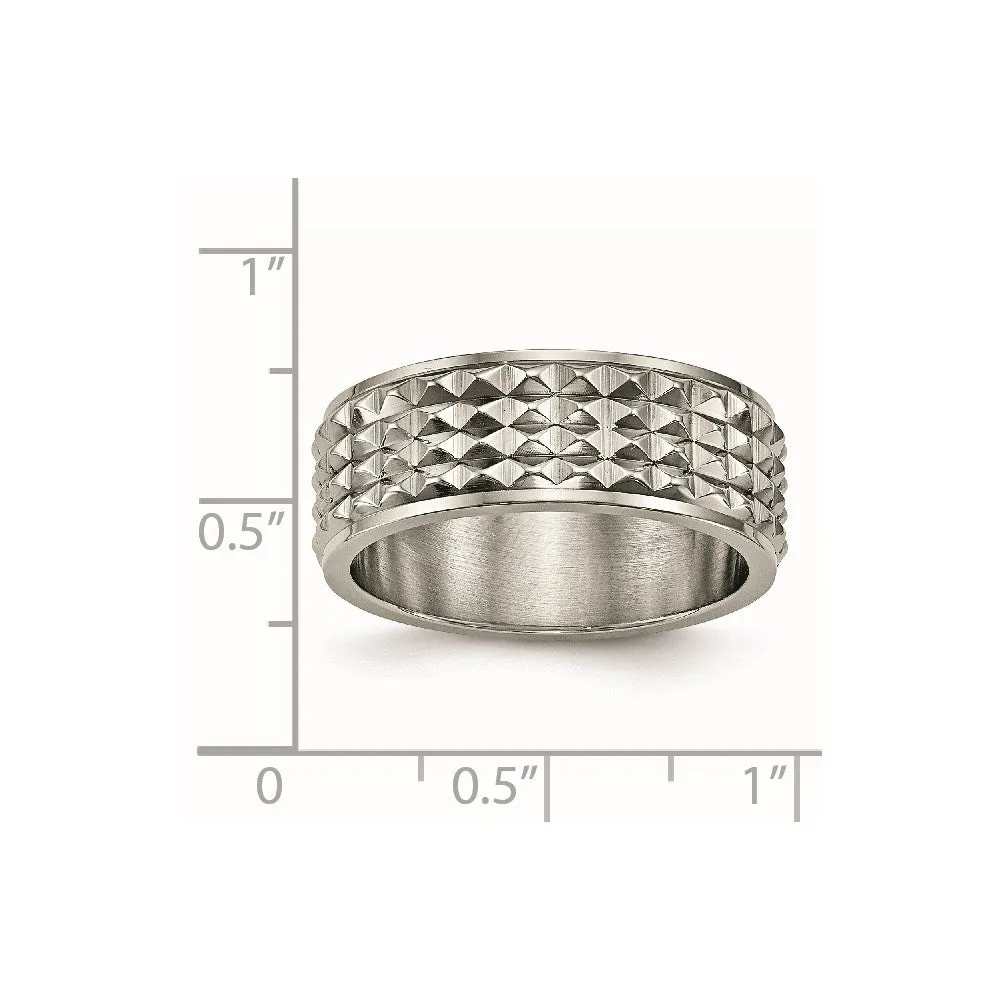 Chisel Jewelry Titanium Polished Studded Ring | TB451