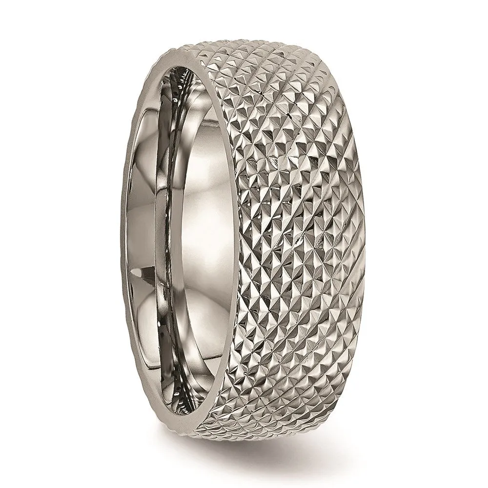 Chisel Jewelry Titanium Polished Textured Ring | TB450