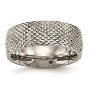 Chisel Jewelry Titanium Polished Textured Ring | TB450