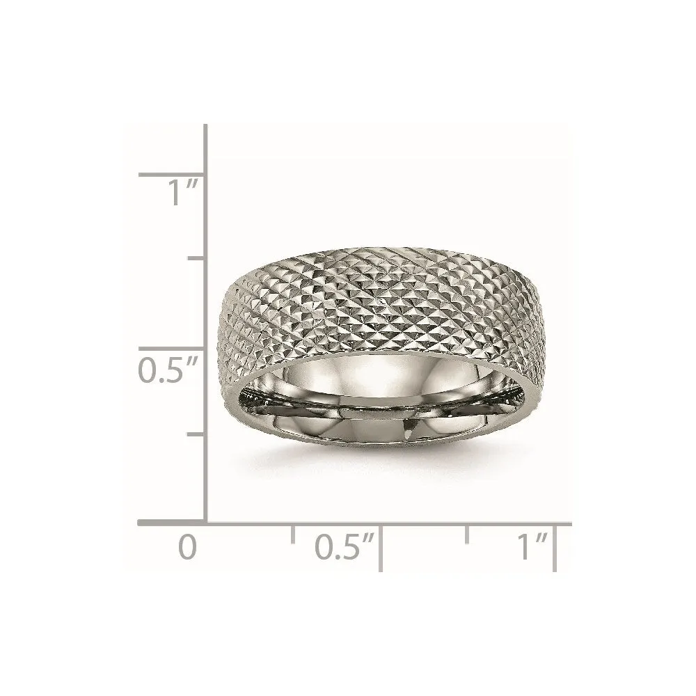 Chisel Jewelry Titanium Polished Textured Ring | TB450