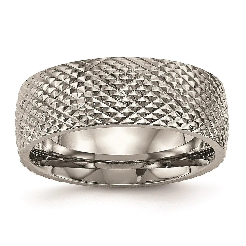 Chisel Jewelry Titanium Polished Textured Ring | TB450