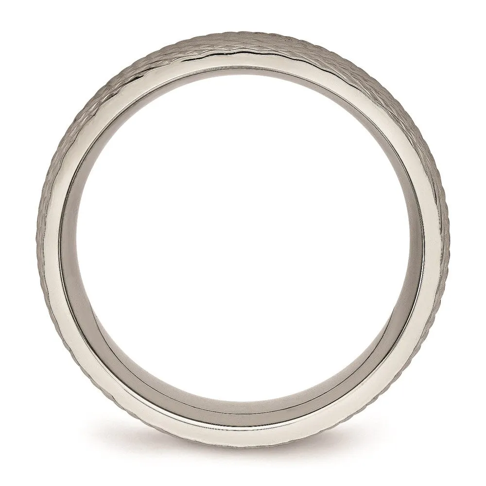 Chisel Jewelry Titanium Polished Textured Ring | TB450