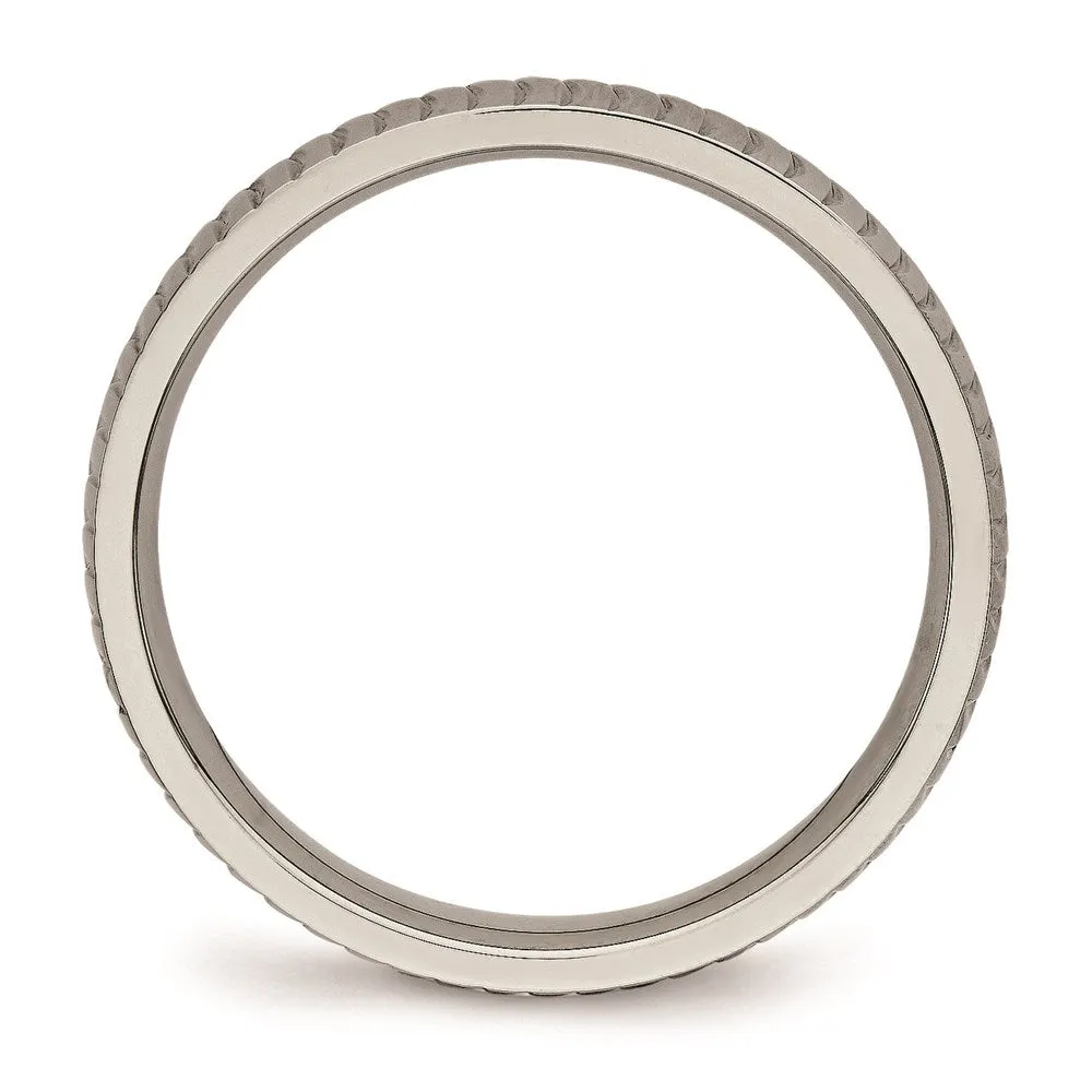 Chisel Jewelry Titanium Polished Textured Ring | TB454