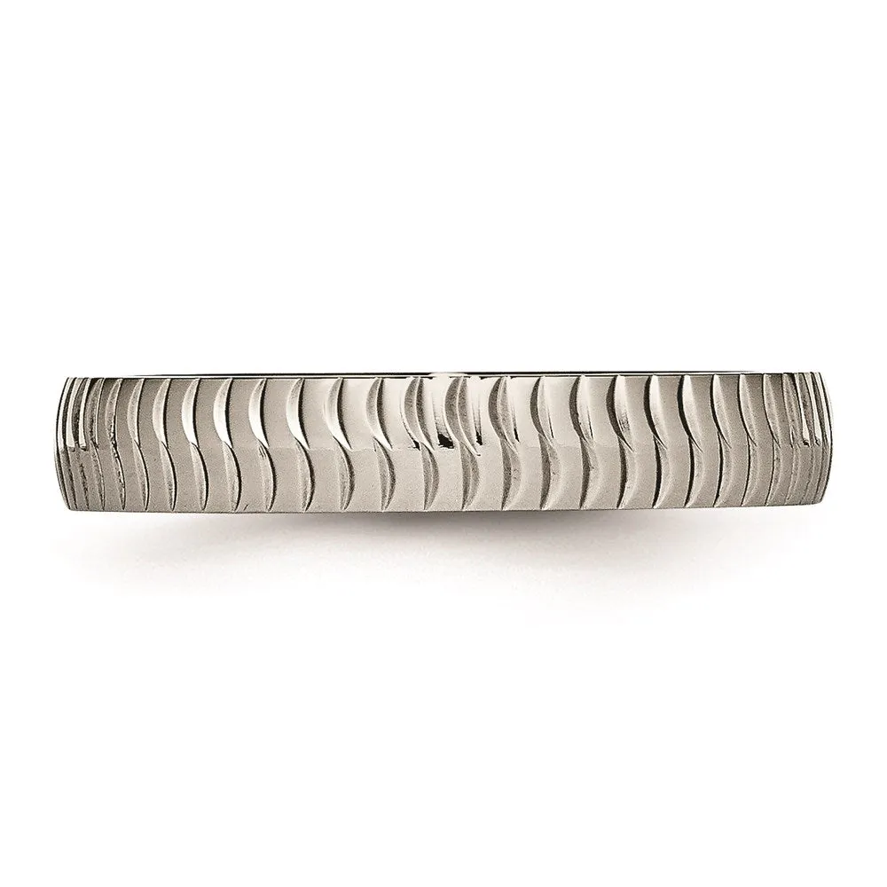 Chisel Jewelry Titanium Polished Textured Ring | TB454