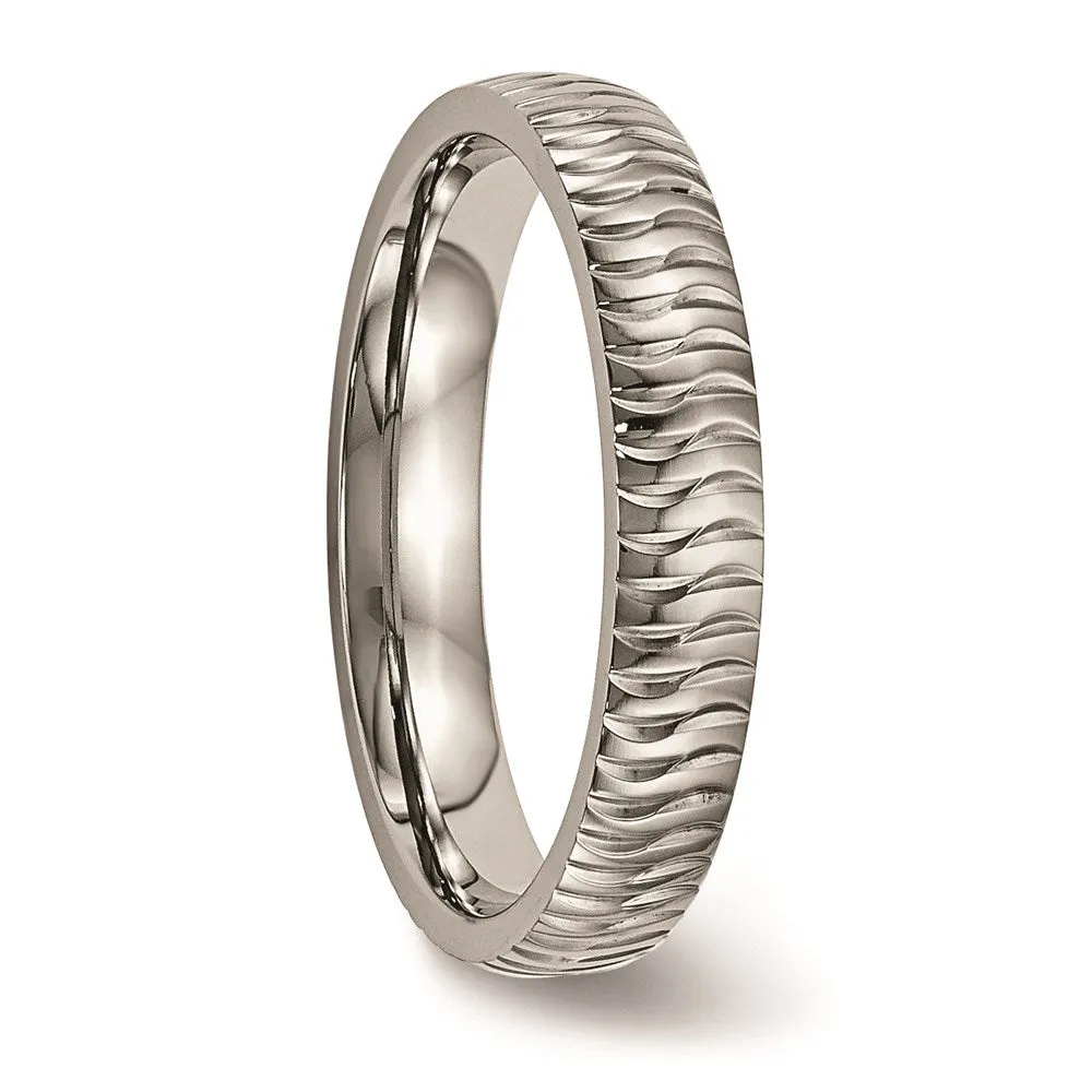 Chisel Jewelry Titanium Polished Textured Ring | TB454