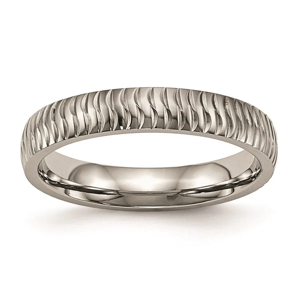 Chisel Jewelry Titanium Polished Textured Ring | TB454