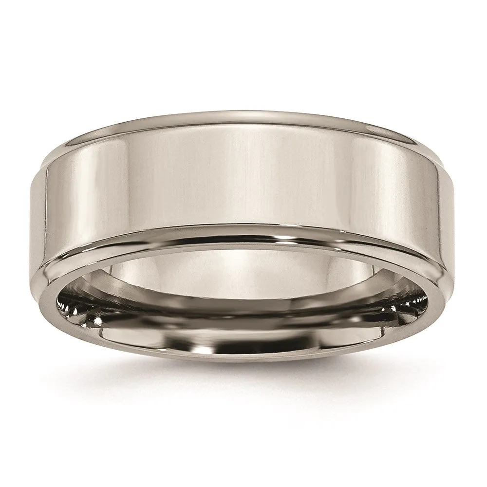 Chisel Jewelry Titanium Ridged Edge 8mm Polished Band | TB36