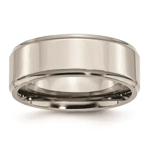 Chisel Jewelry Titanium Ridged Edge 8mm Polished Band | TB36