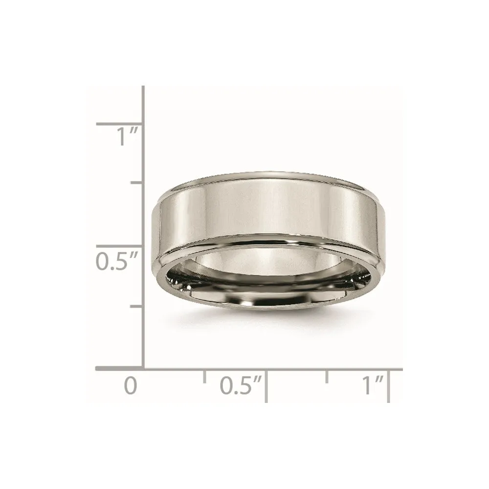 Chisel Jewelry Titanium Ridged Edge 8mm Polished Band | TB36