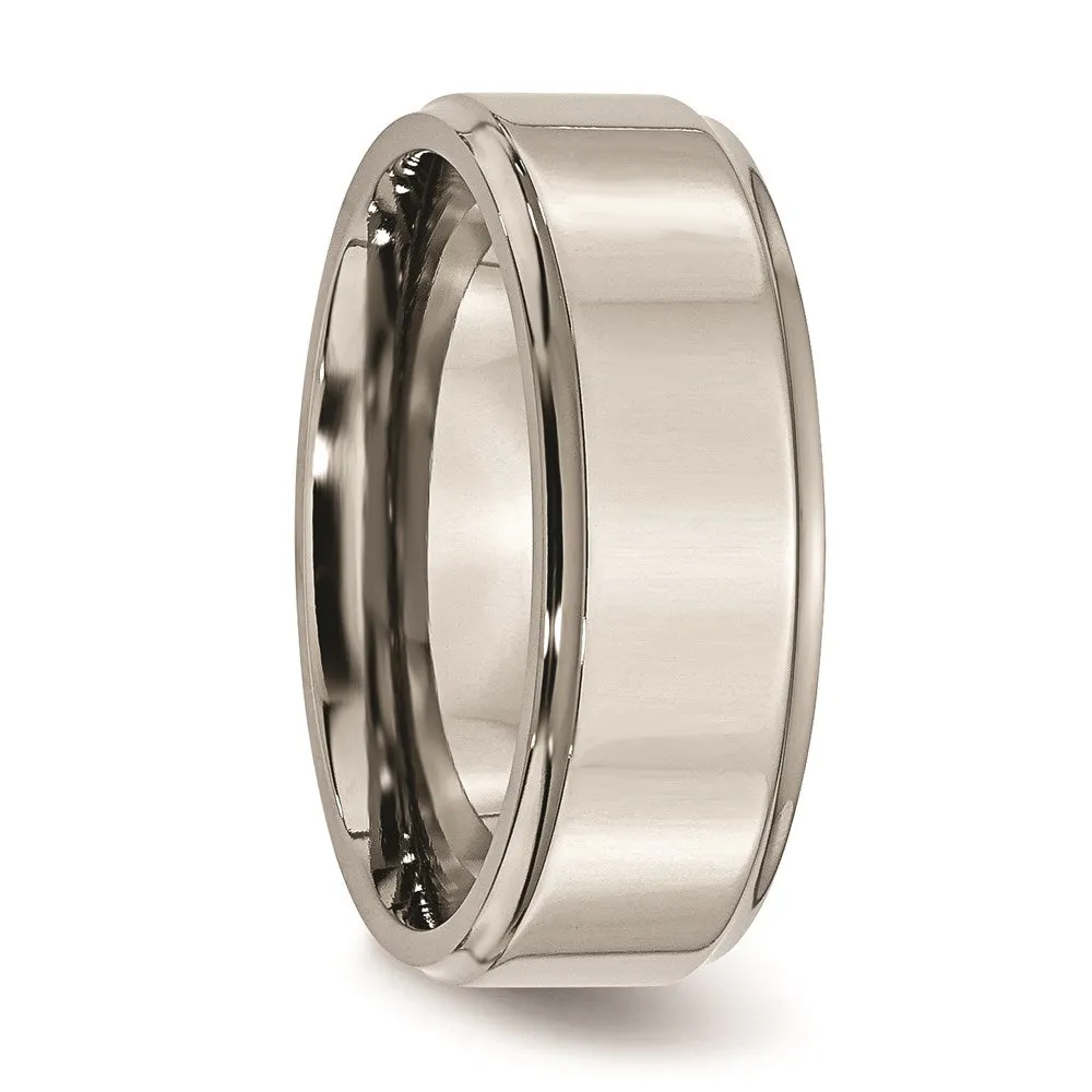 Chisel Jewelry Titanium Ridged Edge 8mm Polished Band | TB36