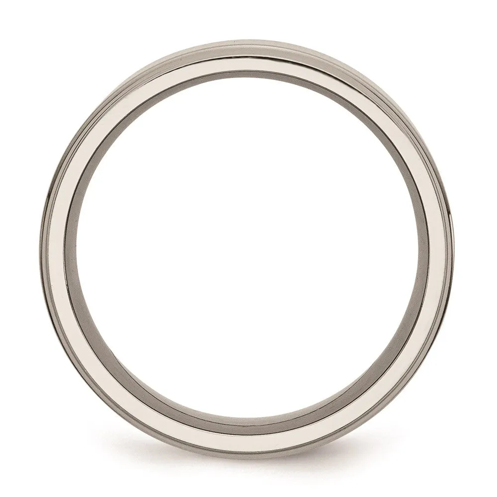 Chisel Jewelry Titanium Ridged Edge 8mm Polished Band | TB36