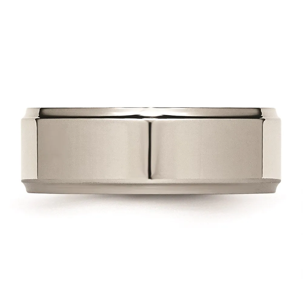 Chisel Jewelry Titanium Ridged Edge 8mm Polished Band | TB36