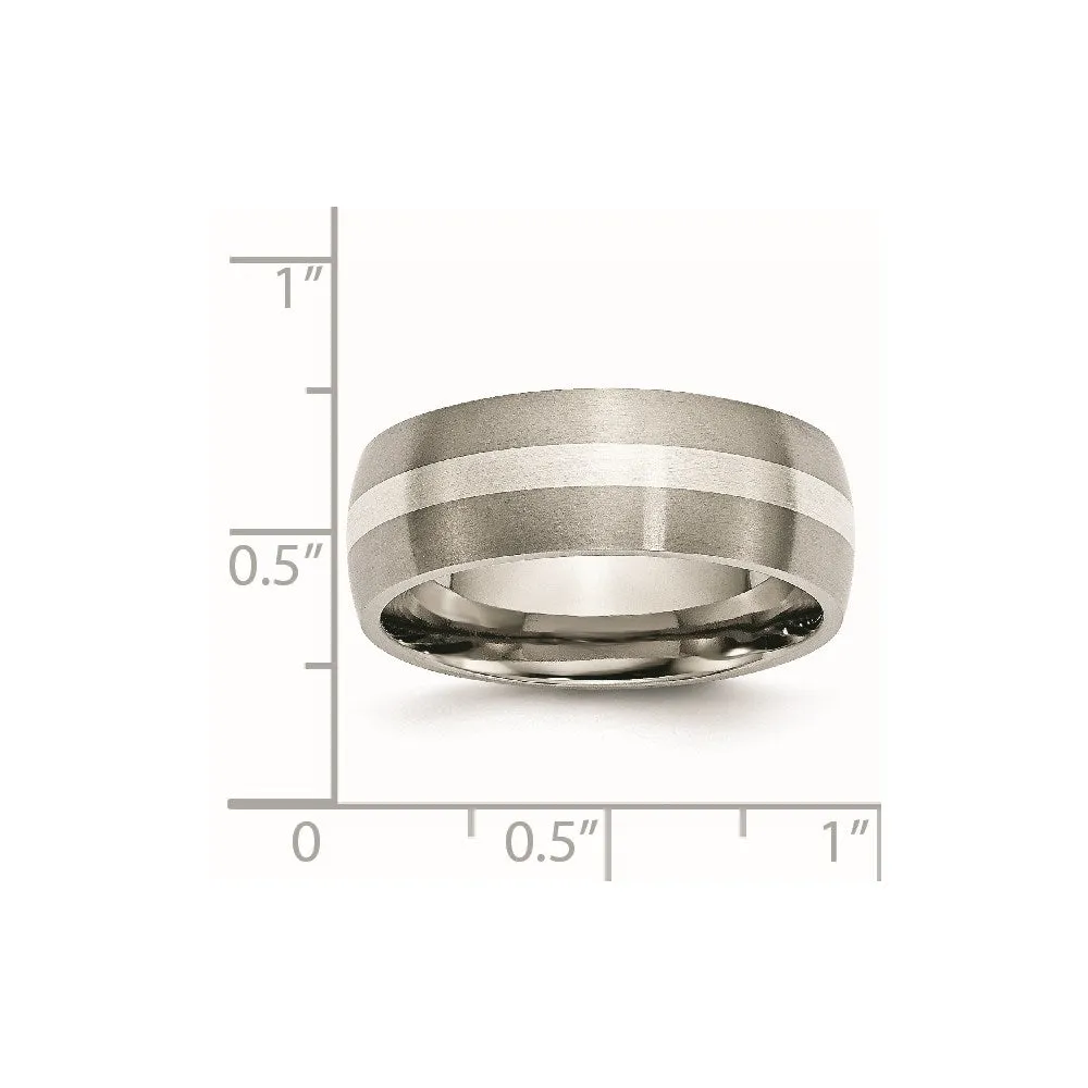 Chisel Jewelry Titanium Sterling Silver Inlay 8mm Brushed Band | TB211