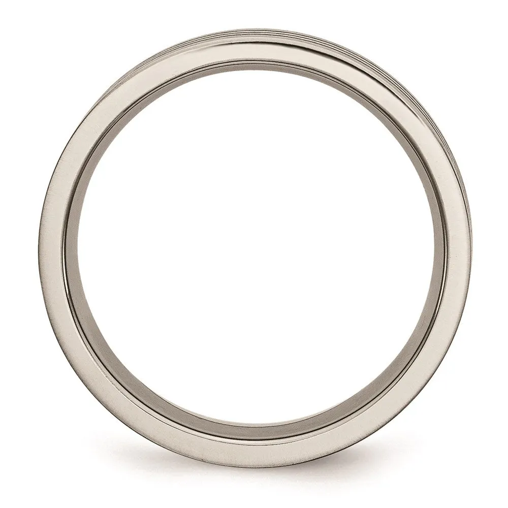 Chisel Jewelry Titanium with Blue Double Groove 8.5mm Polished Band | TB415