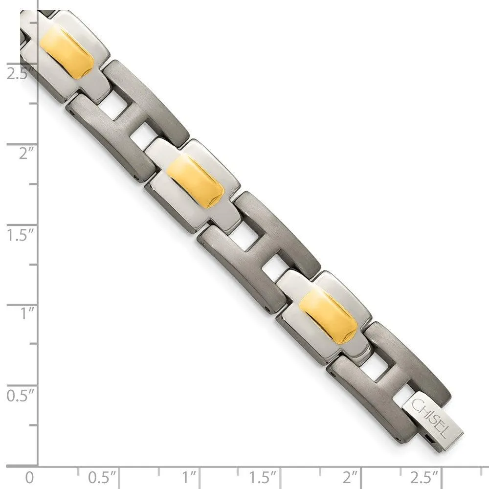 Chisel Jewelry Titanium Yellow IP-Plated 9in Bracelet