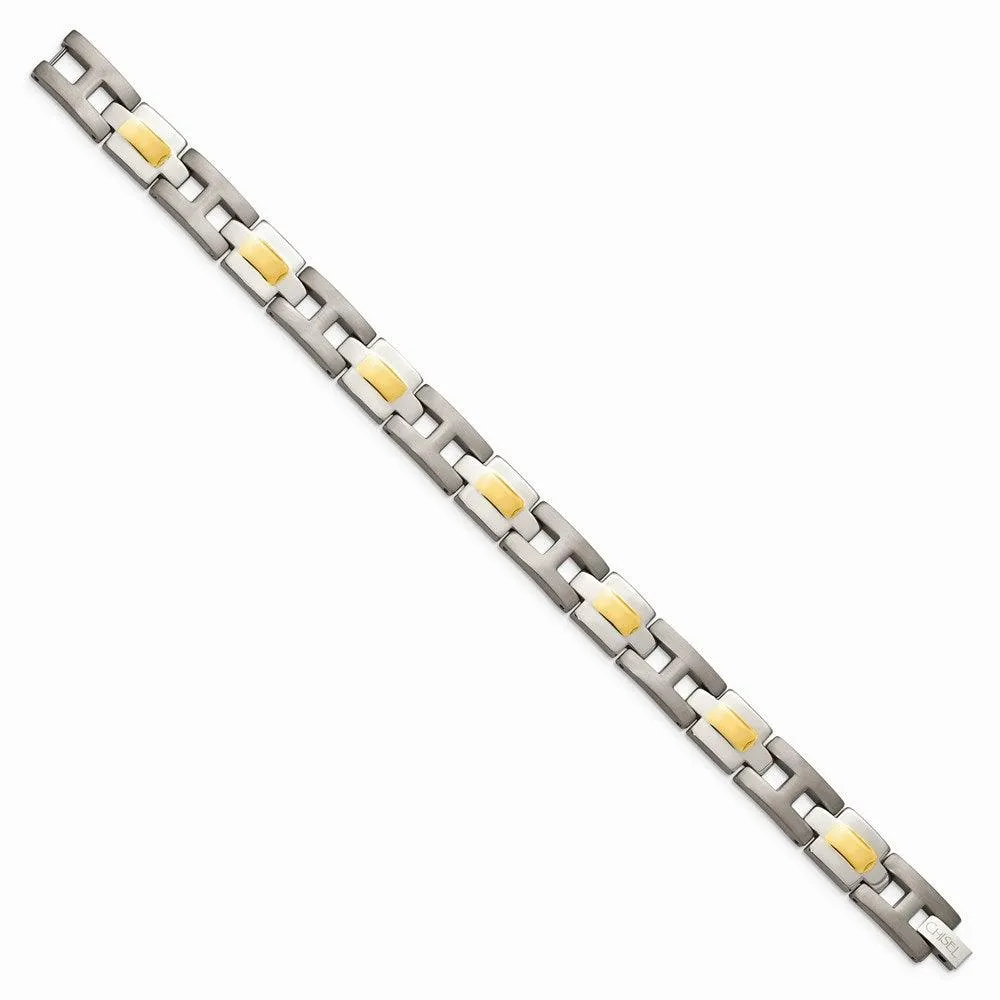 Chisel Jewelry Titanium Yellow IP-Plated 9in Bracelet